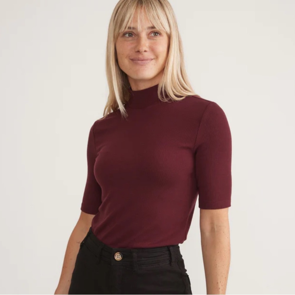 Marine Layer Lexi Ribbed Mockneck Top